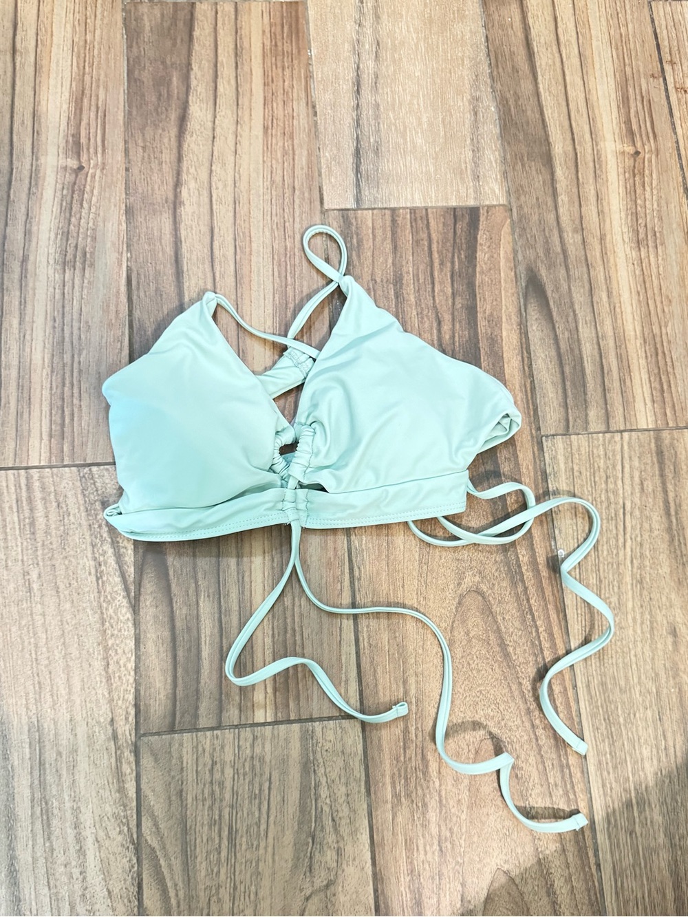 Light Mint Green Lace-Up Bikini Top